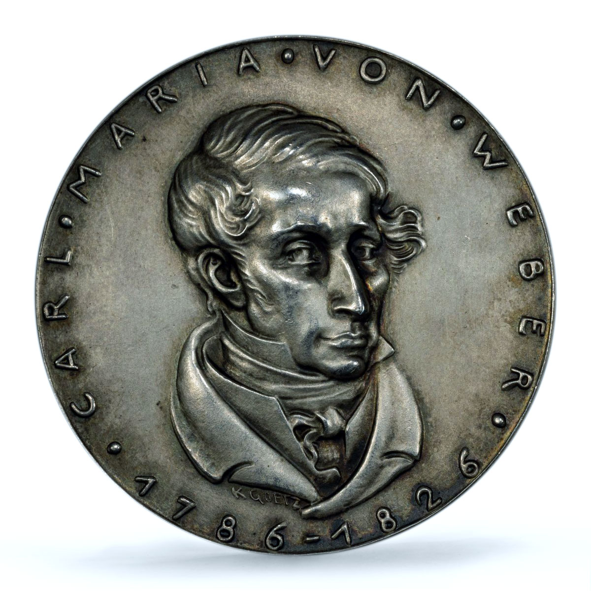 Germany Weimar Carl Maria Weber Composer Music Goetz SP63 PCGS silver medal 1927