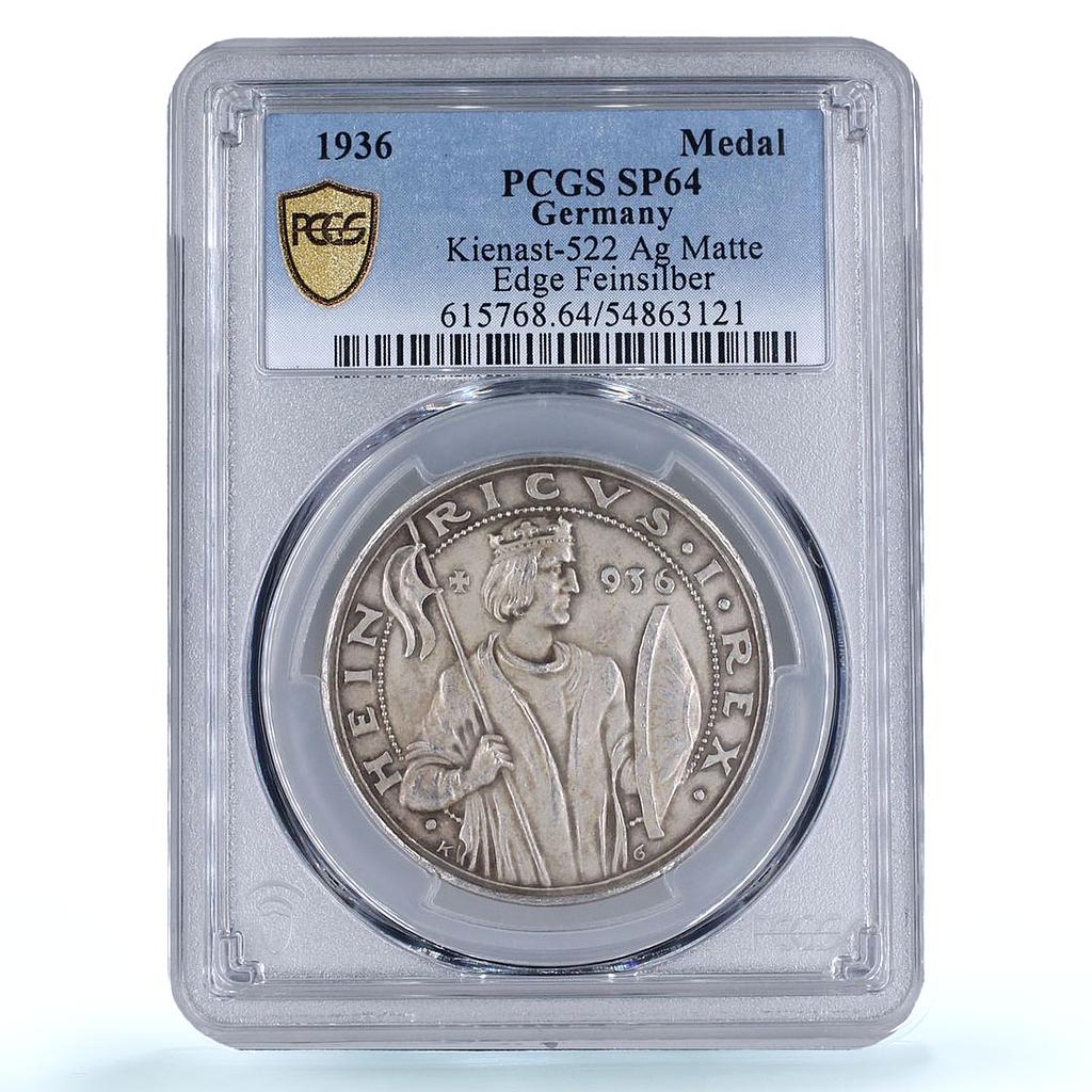 Germany Third Reich King Henry Hein I Death History SP64 PCGS silver medal 1936