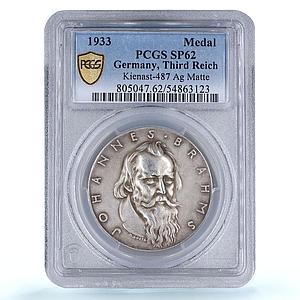 Germany Third Reich Johannes Brahms Composer Music SP62 PCGS silver medal 1933