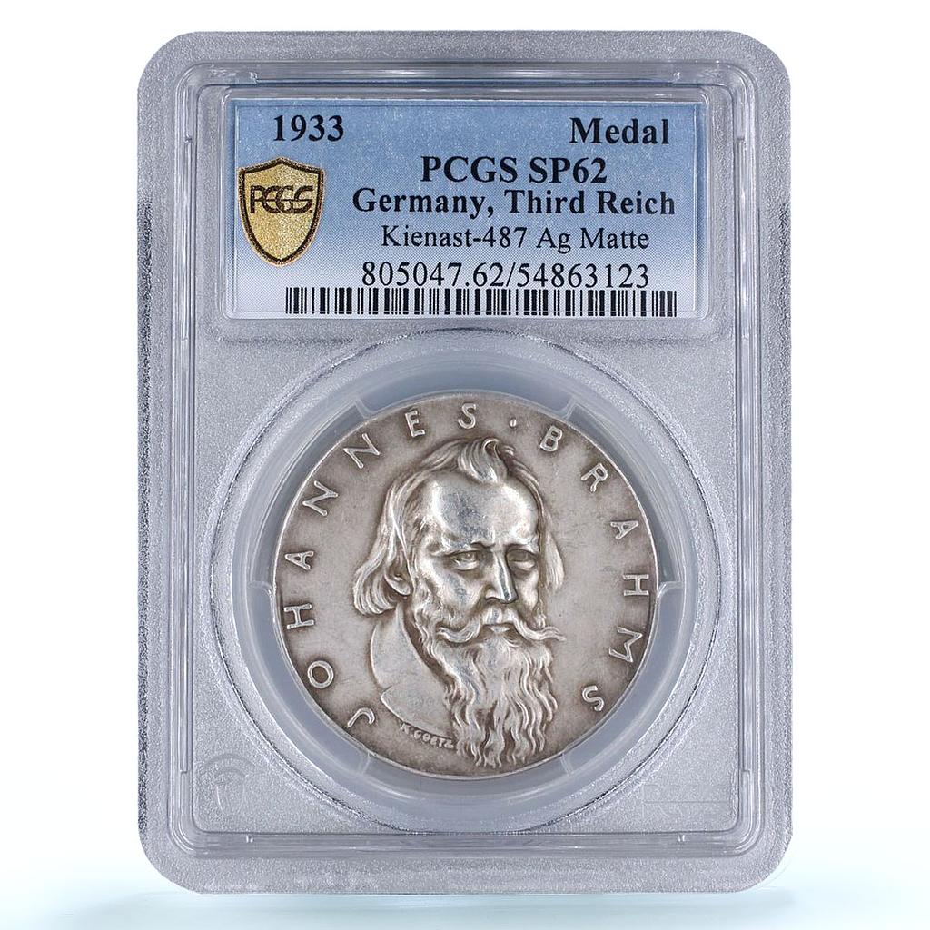 Germany Third Reich Johannes Brahms Composer Music SP62 PCGS silver medal 1933