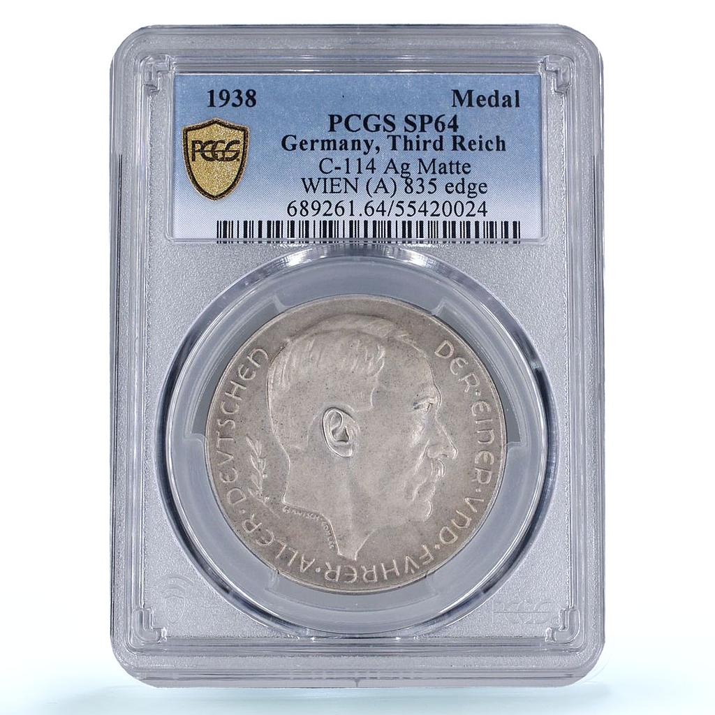 Germany Third Reich Arisen Empire Hitler Politics SP64 PCGS silver medal 1938