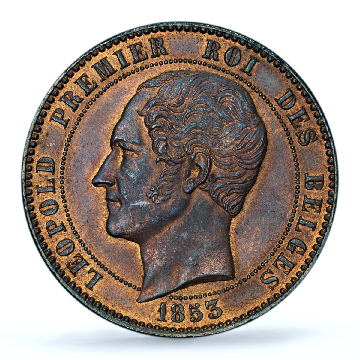 Belgium 10 centimes Leopold I Henriette Marriage MS63 PCGS copper coin 1853