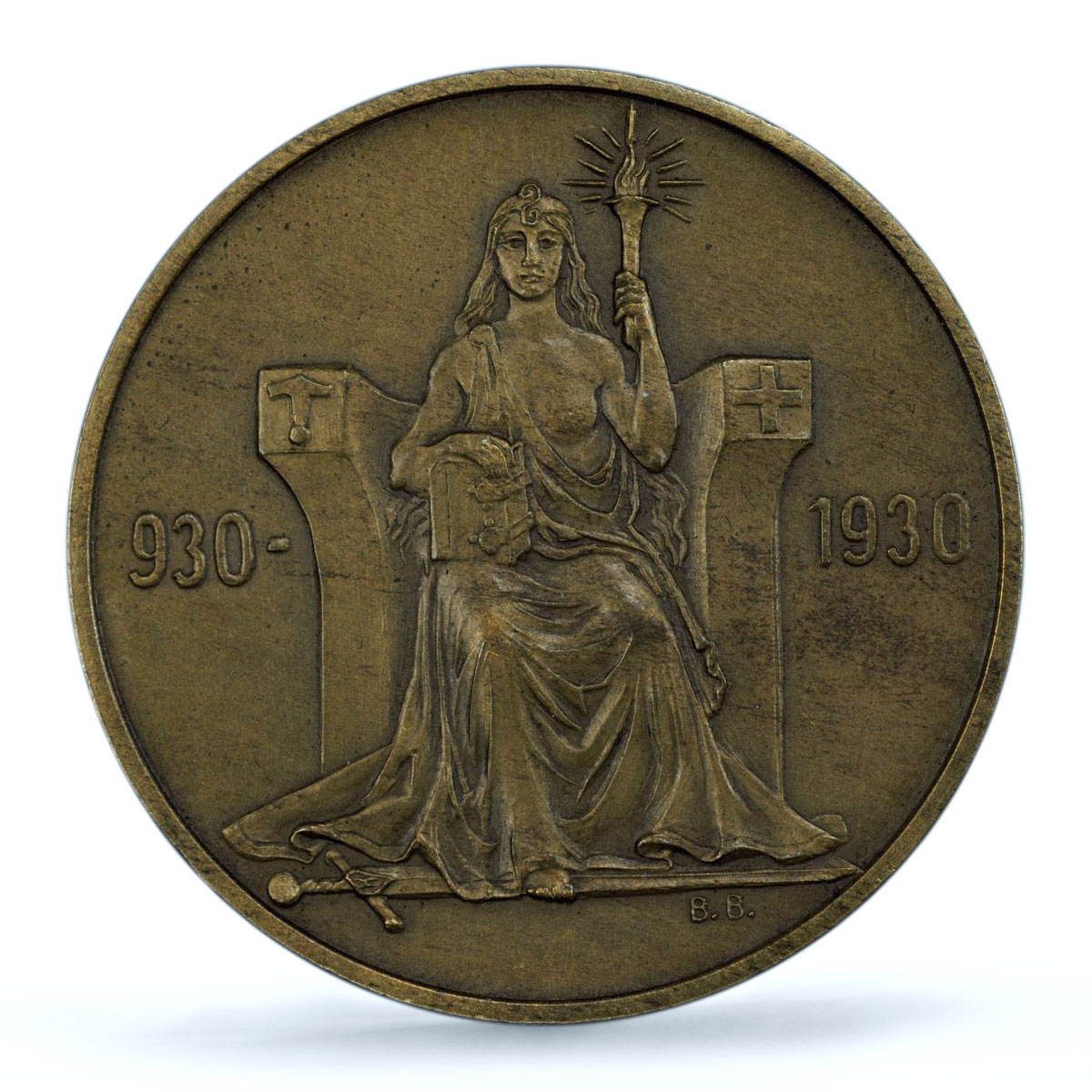 Iceland 2 kronur Althing 1000th Anniversary X#M1 MS64 PCGS bronze coin 1930