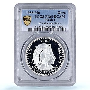 Mexico 1 onza Cuauhtemoc Aztec History PR69 PCGS silver token medal coin 1988