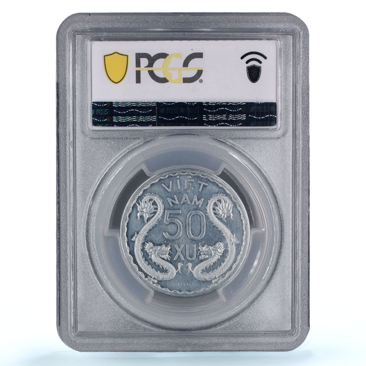 Vietnam South 50 xu Bao Dai Two Dragons Piefort Essai SP61 PCGS Al coin 1953