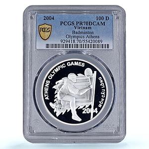 Vietnam 100 dong Badminton Athens Olympic Games PR70 PCGS silver coin 2004