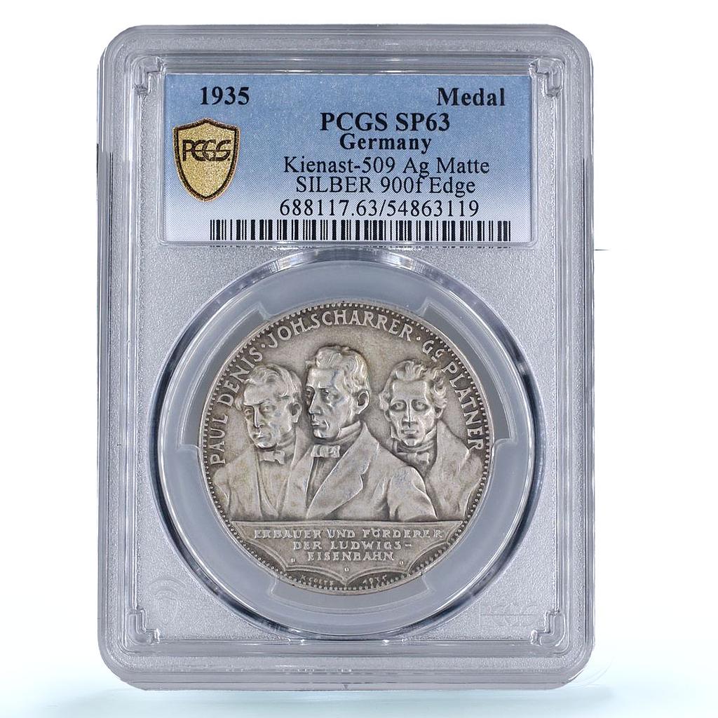 Germany Third Reich Railway Nuremberg Furth Train SP63 PCGS silver medal 1935