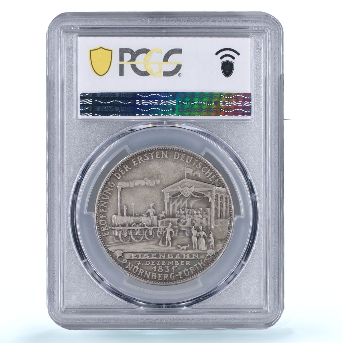 Germany Third Reich Railway Nuremberg Furth Train SP63 PCGS silver medal 1935