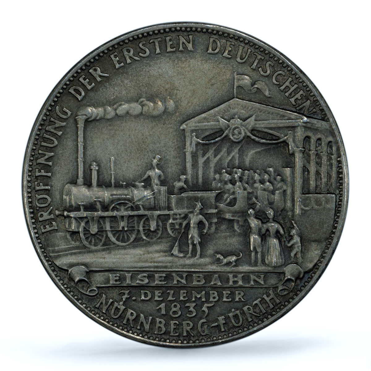 Germany Third Reich Railway Nuremberg Furth Train SP63 PCGS silver medal 1935