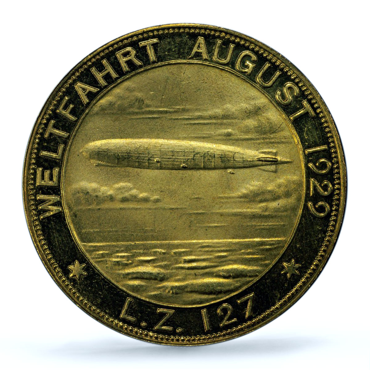 Germany Weimar Zeppelin Eckener Airship Aviation SP64 PCGS gold medal 1929