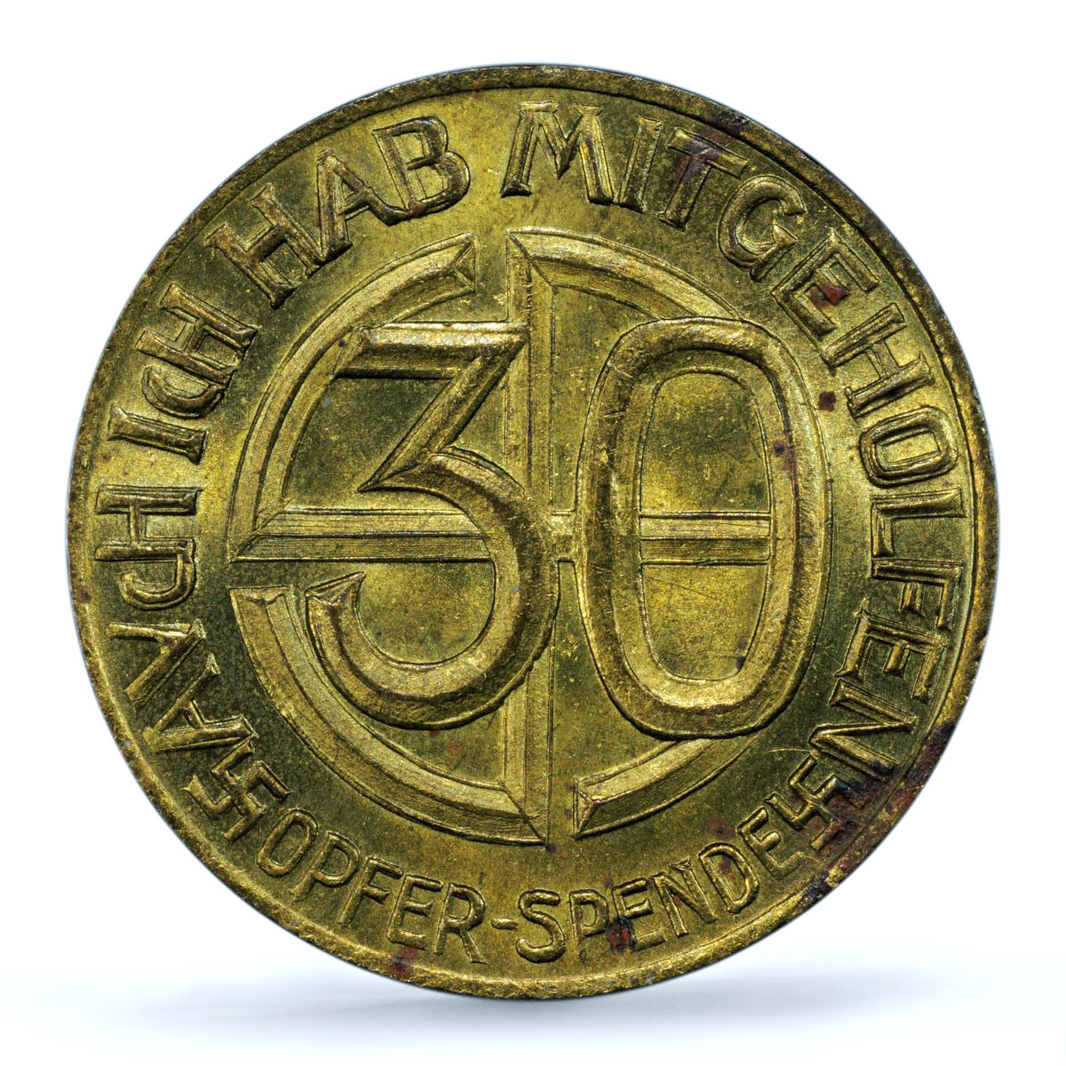 Germany Third Reich Adolf Hitler Donation Token 30 Pfennigs MS64 PCGS bronz 1933