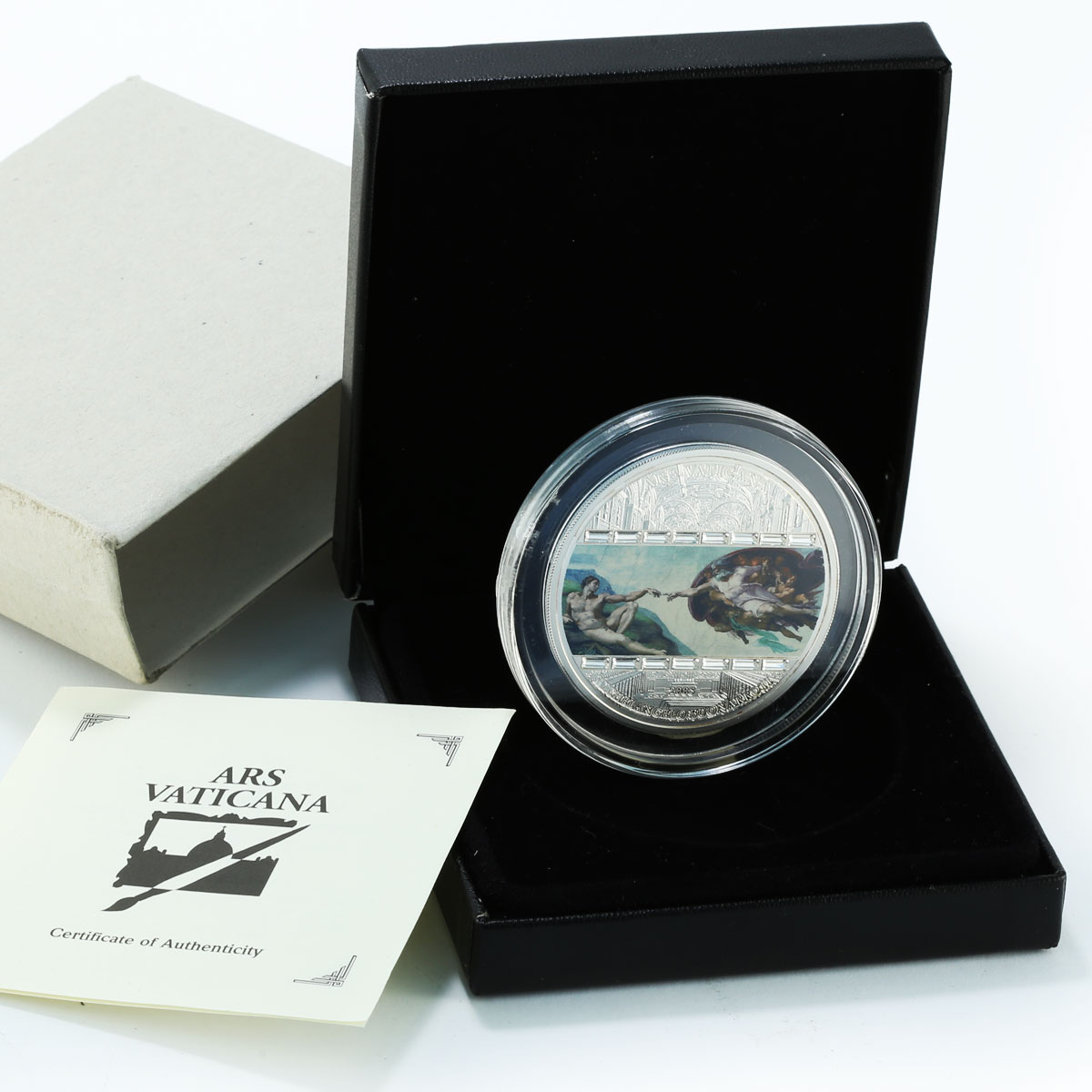 Cook Islands 20 $ Michelangelo Buonarroti Creation of Adam silver coin 2008