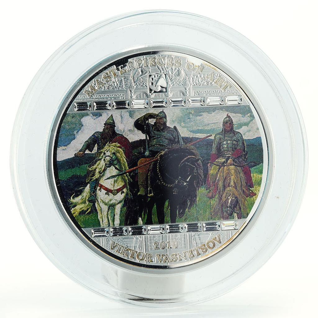 Cook Islands 20 dollars Viktor Vasnetsov Art Bogatyrs proof silver coin 2010