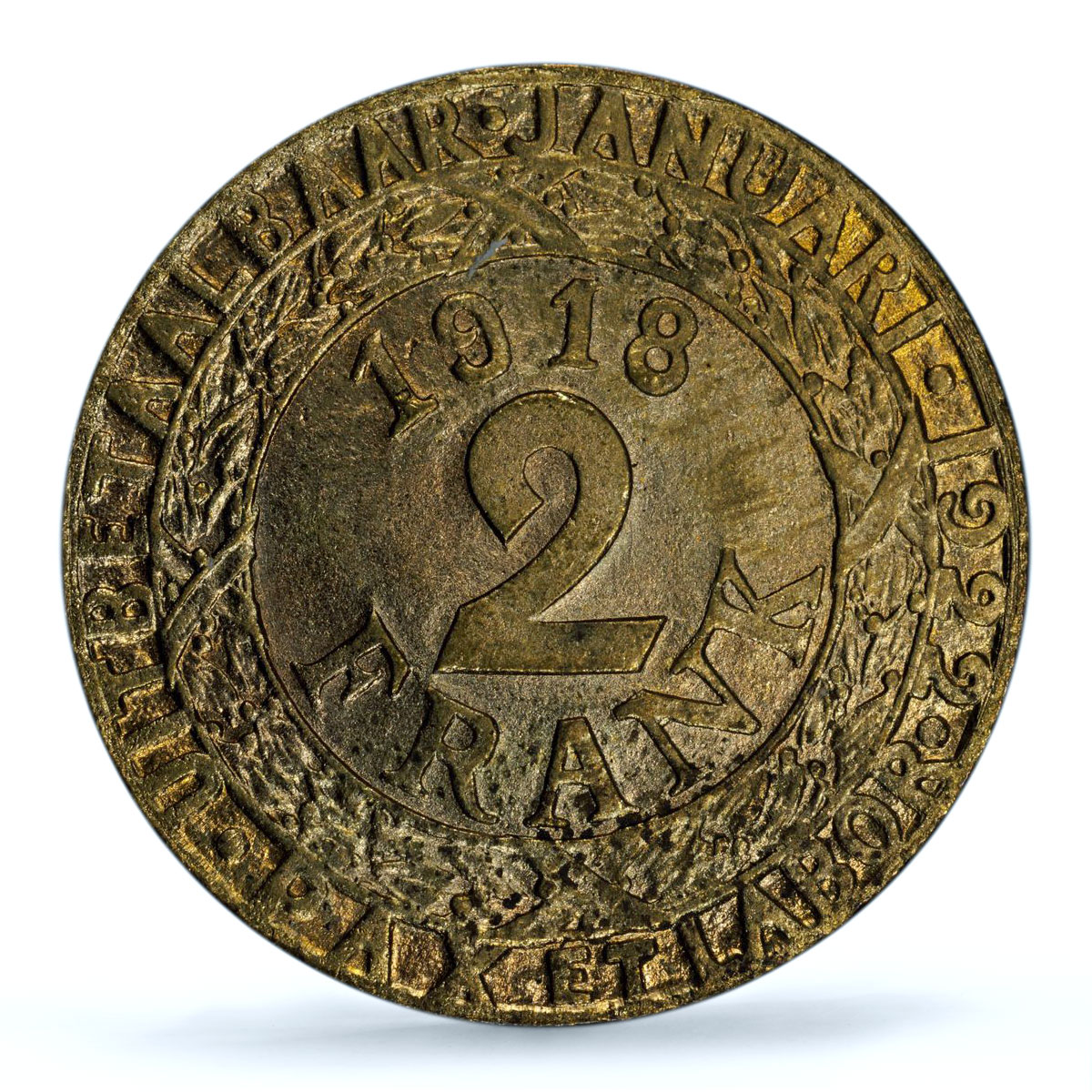 Belgium Ghent 2 franken German Occupation Coinage KM-Tn5 MS65 PCGS coin 1918