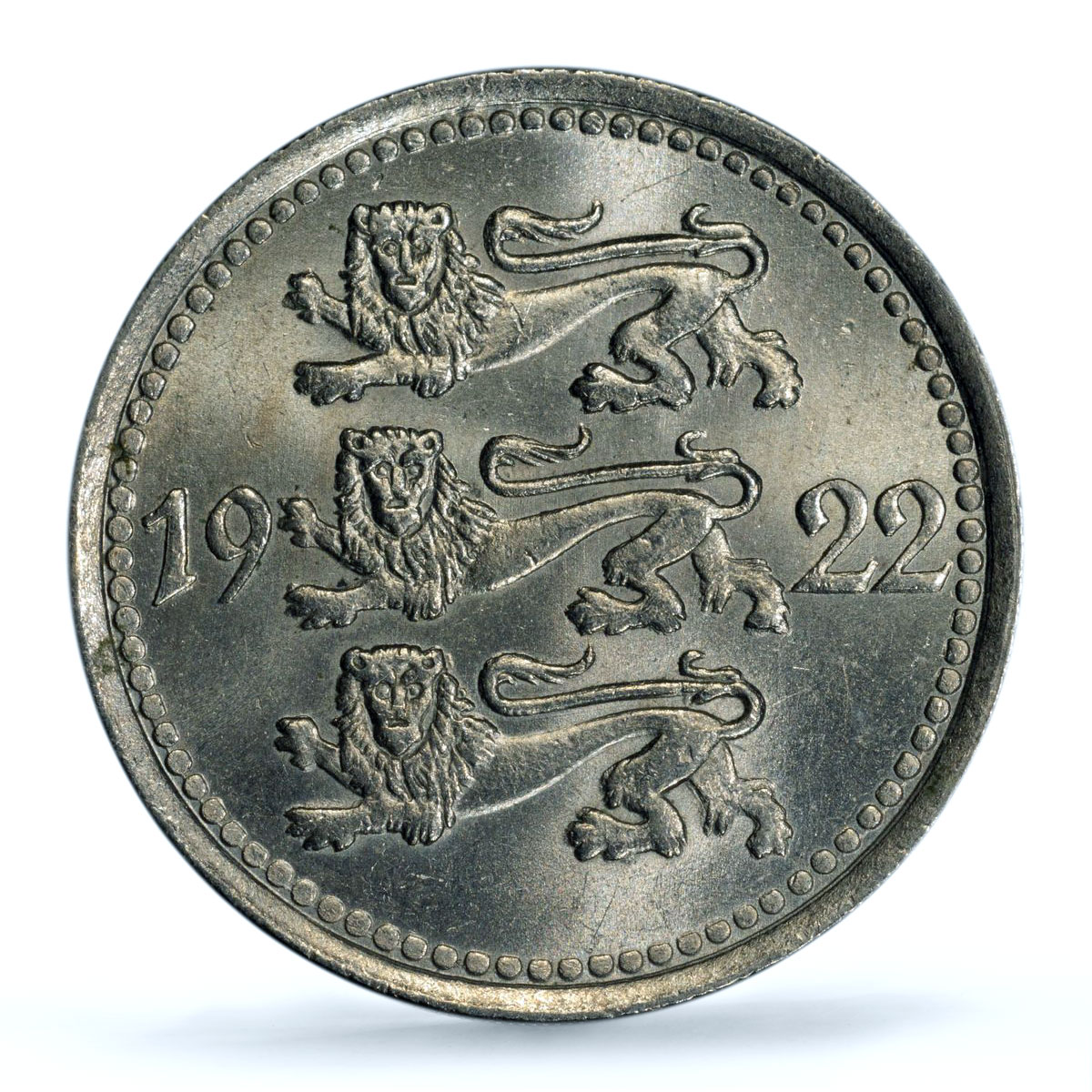 Estonia 5 marka Republic Coinage Three Lions KM-3 MS64 PCGS CuNi coin 1922