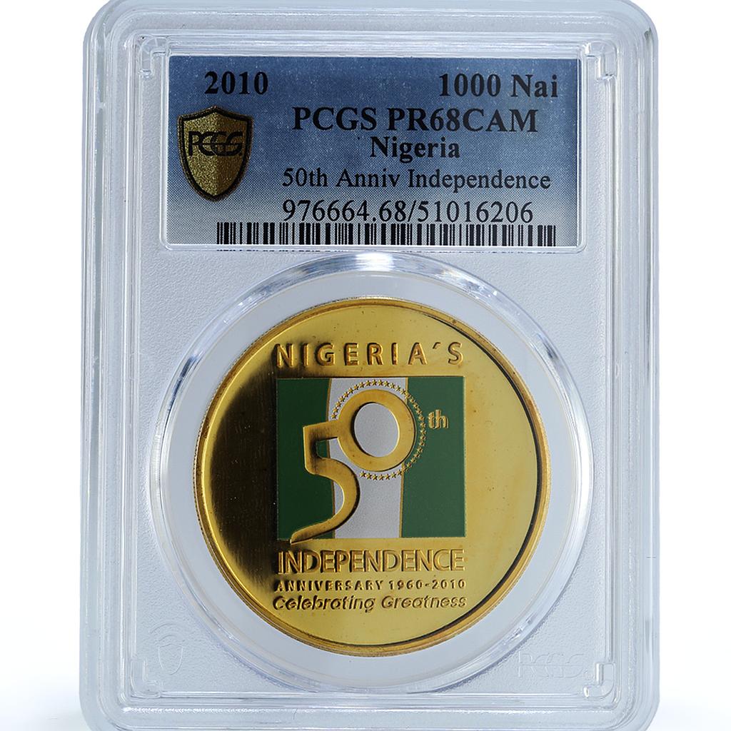 Nigeria 1000 naira Independence Anniversary History PR68 PCGS silver coin 2010 Nigeria 1000 naira Independence Anniversary History PR68 PCGS silver coin 2010