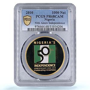 Nigeria 1000 naira Independence Anniversary History PR68 PCGS silver coin 2010