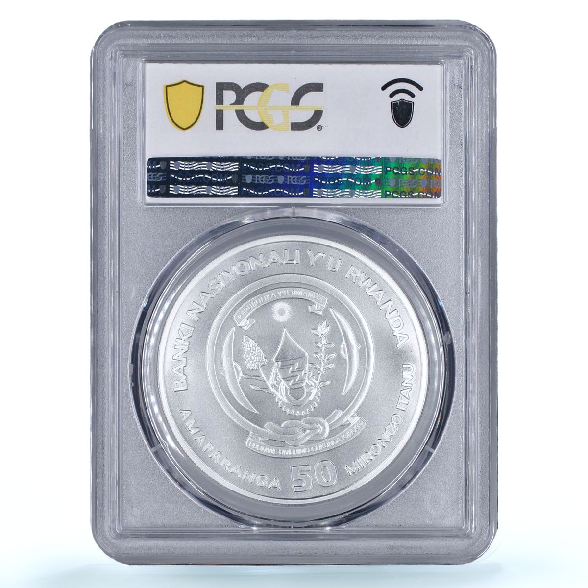 Rwanda 50 francs Gorilla African Ounce Wildlife Fauna MS70 PCGS silver coin 2008