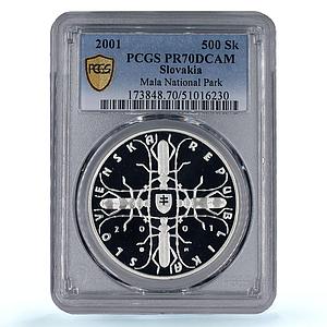 Slovakia 500 korun Mala Fatra National Park Wildlife PR70 PCGS silver coin 2001