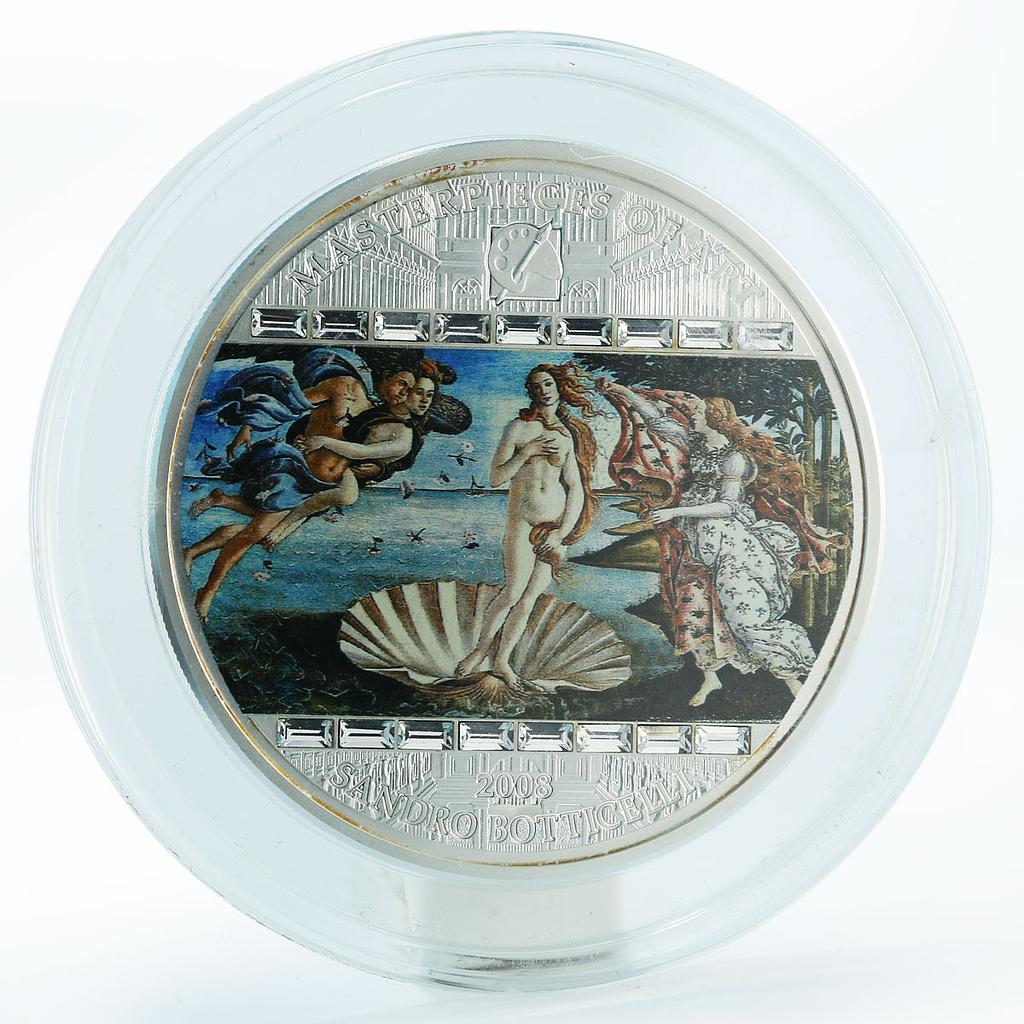 Cook Islands 20 dollars Sandro Botticelli Art Birth of Venus silver coin 2008