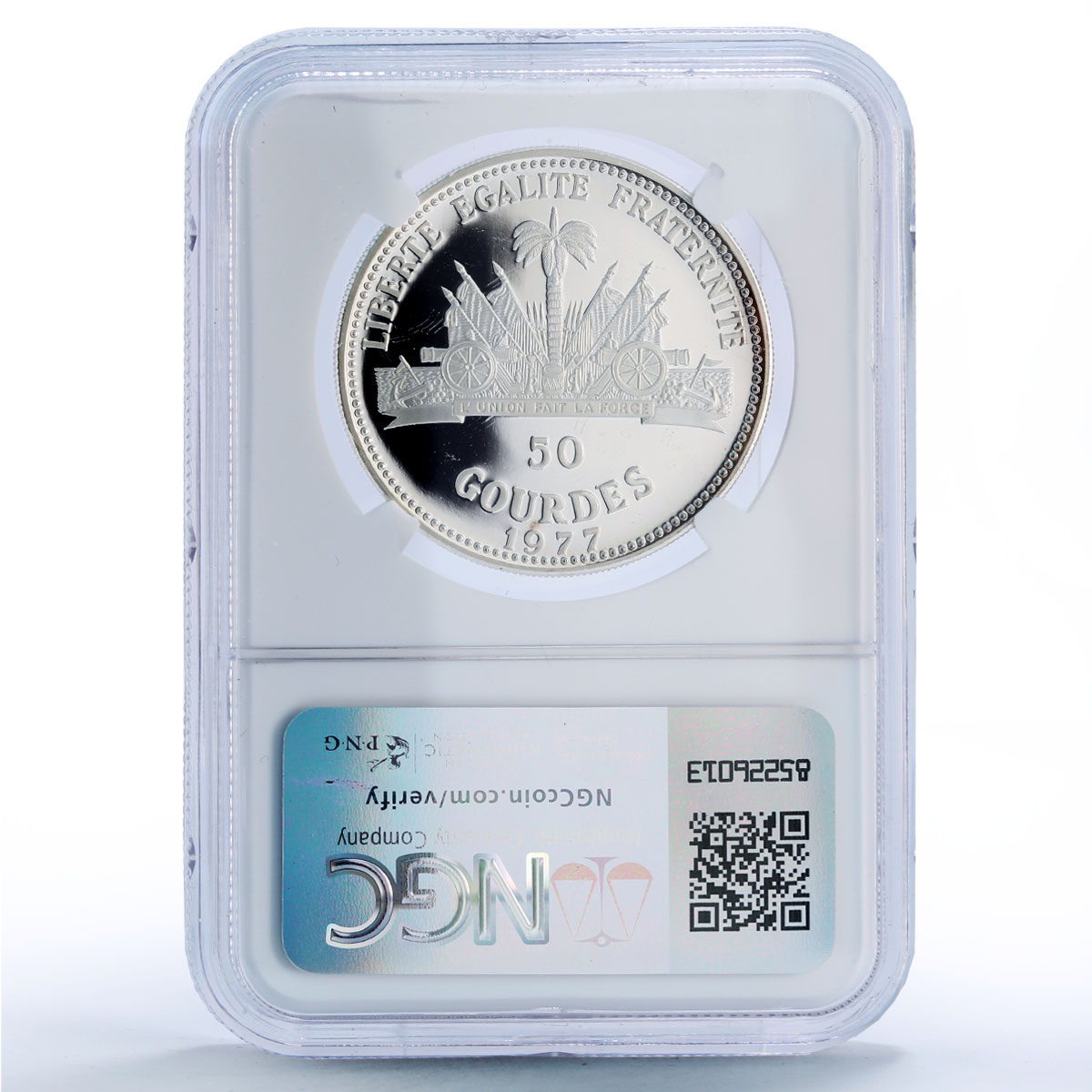 Haiti 50 gourdes World Queen Sugar Cane Elizabeth II PF66 NGC silver coin 1977