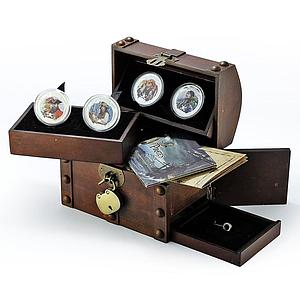 Niue set of 4 coins Real Pirates of Caribbean colored silver coin 2011