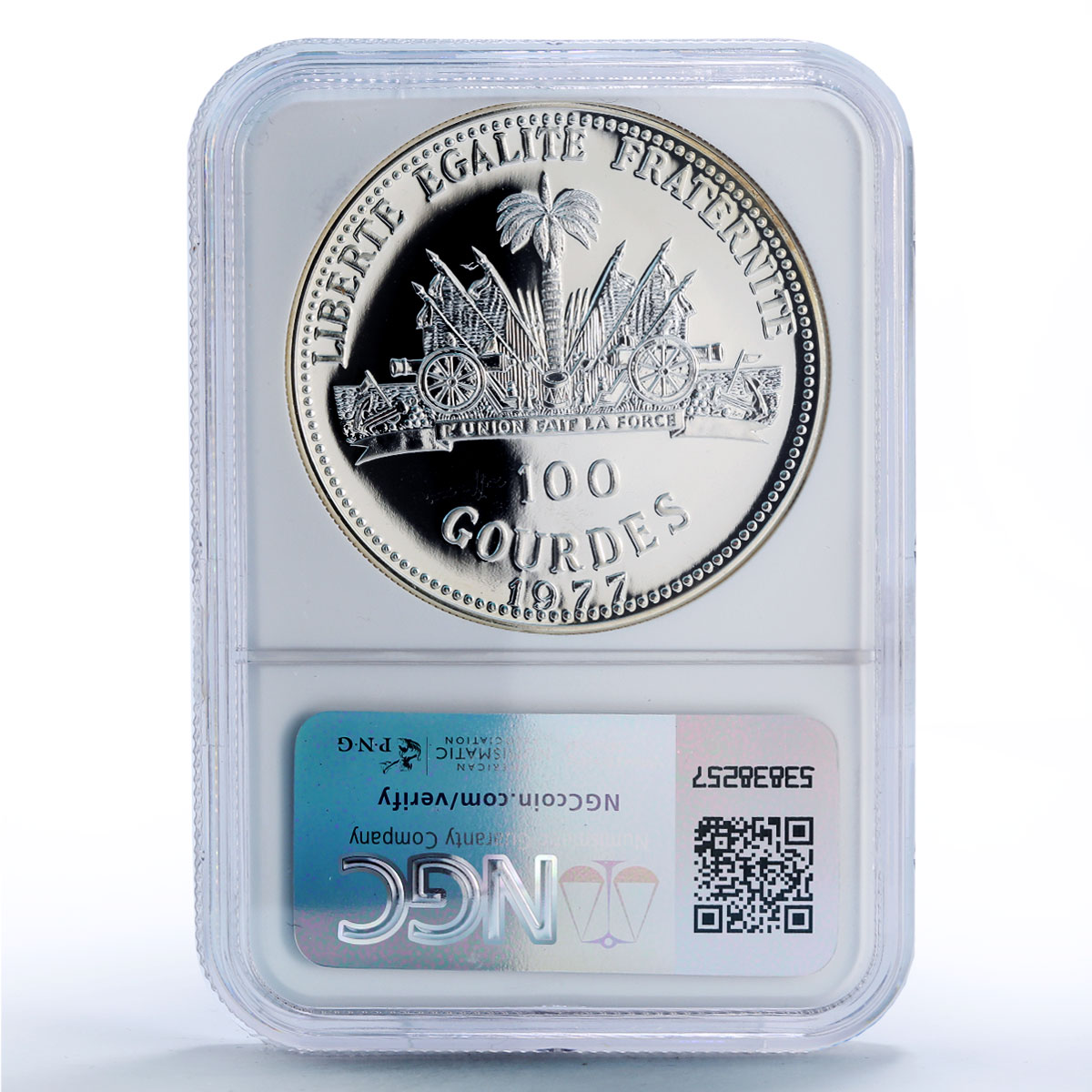 Haiti 100 gourdes Lindbergh Flight Plane Aviation MS68 NGC silver coin 1977