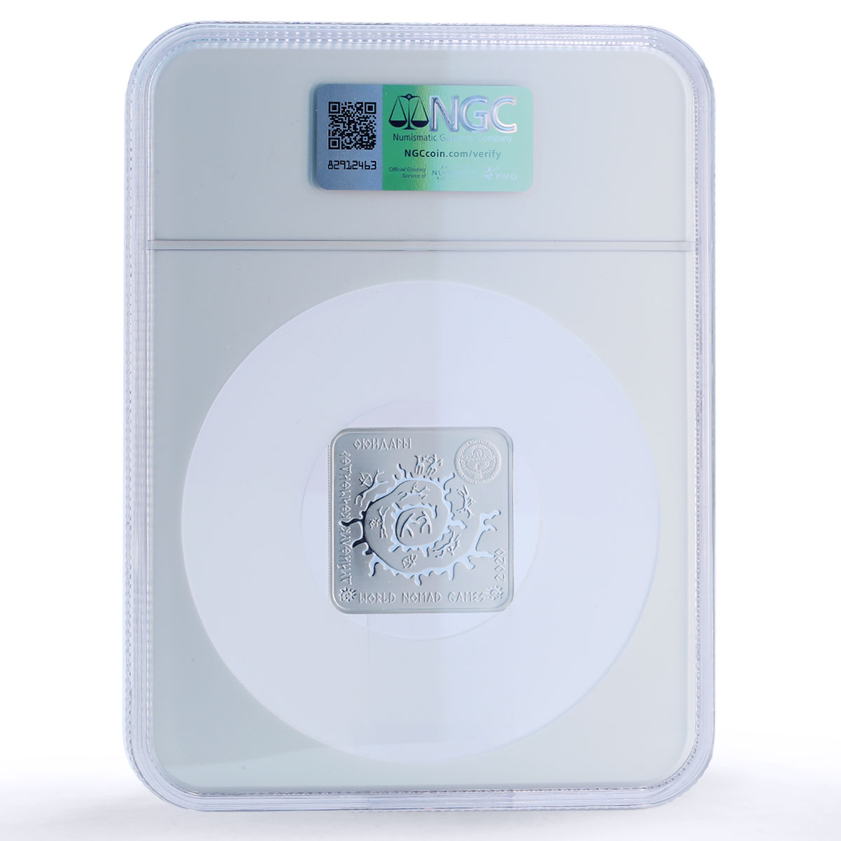 Kyrgyzstan 10 som Kurosh Wrestling Nomad Games Sports PF70 NGC silver coin 2020