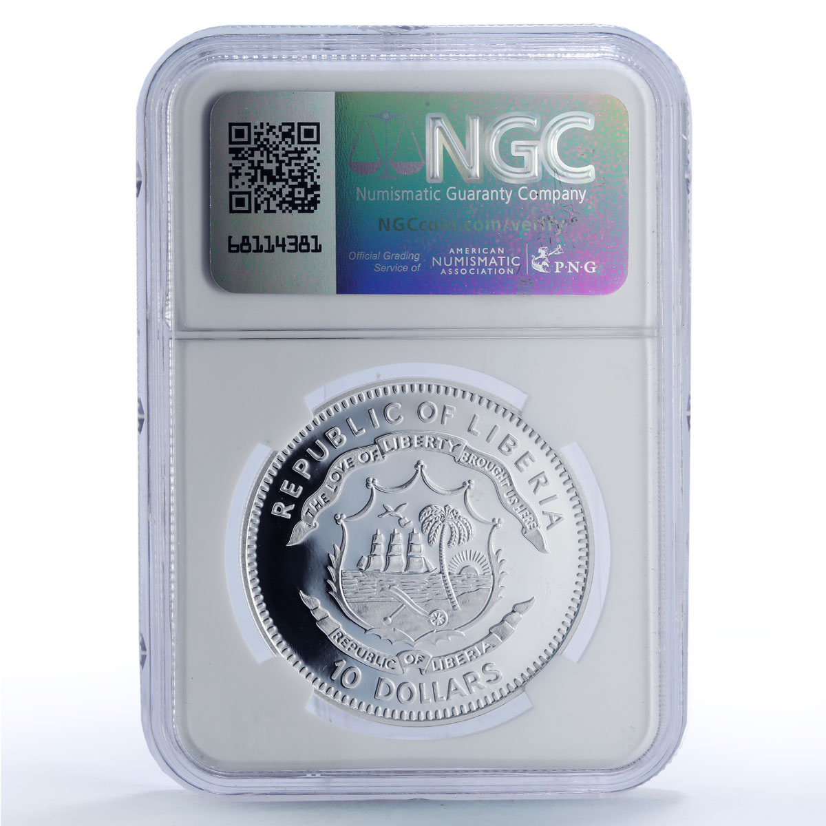 Liberia 10 dollars Black Madonna Czestochowa Religion PF70 NGC silver coin 2007