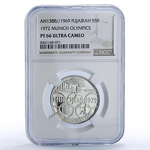 Fujairah 5 riyals Munich Munchen 1972 Olympic Games PF66 NGC silver coin 1969