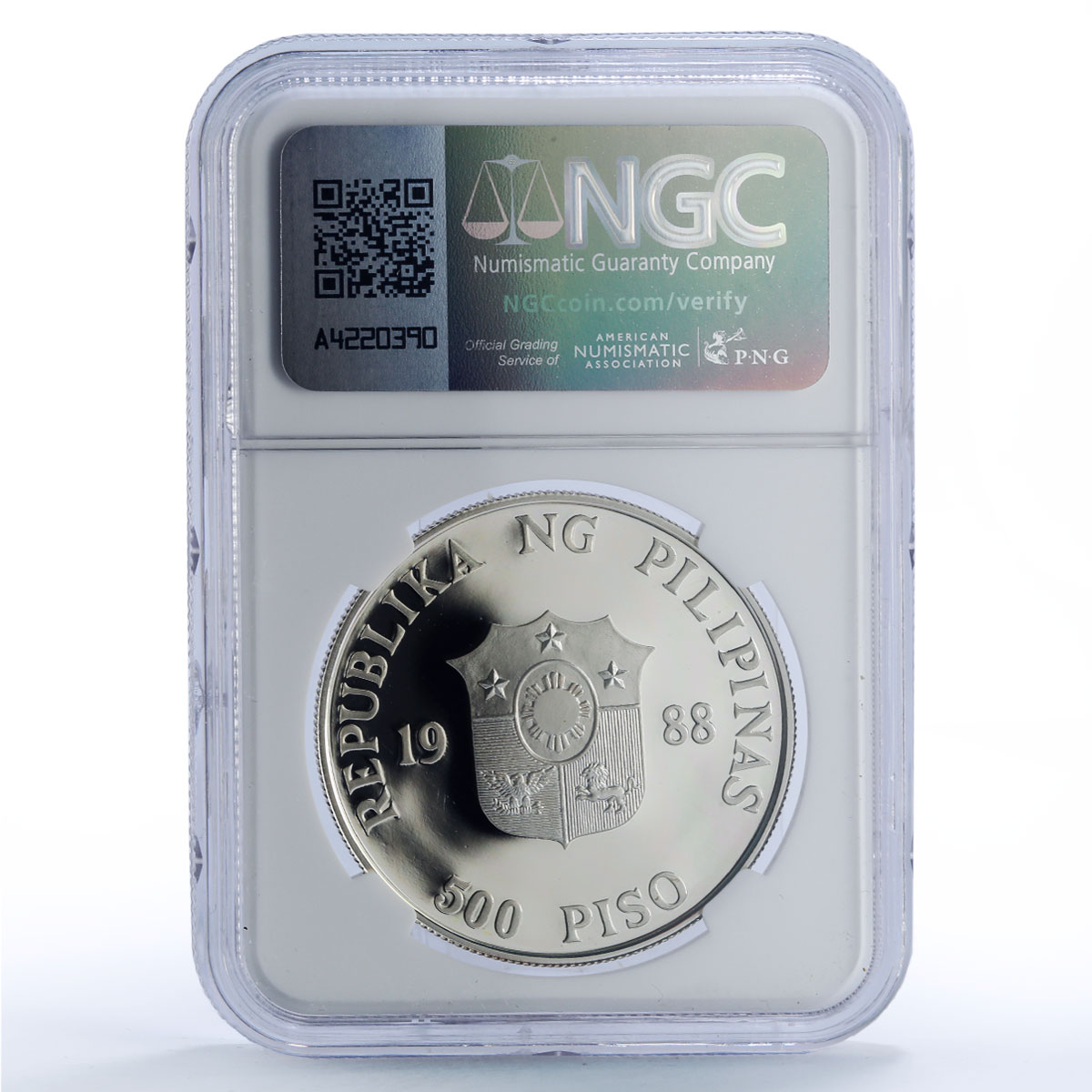 Philippines 500 piso People Power Revolution Tank PF70 NGC silver coin 1988