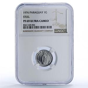 Paraguay 1 guarani Republic Coinage Soldier KM-151 PF69 NGC NiSteel coin 1976