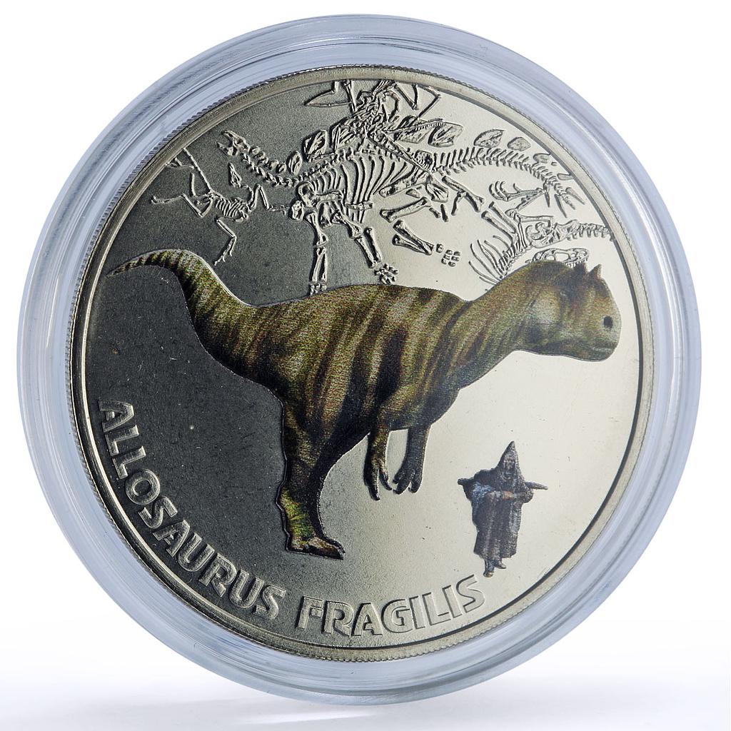 Abkhazia 3 apsars Allosaurus Fragilis Dinosaurs Fauna nickel coin 2021