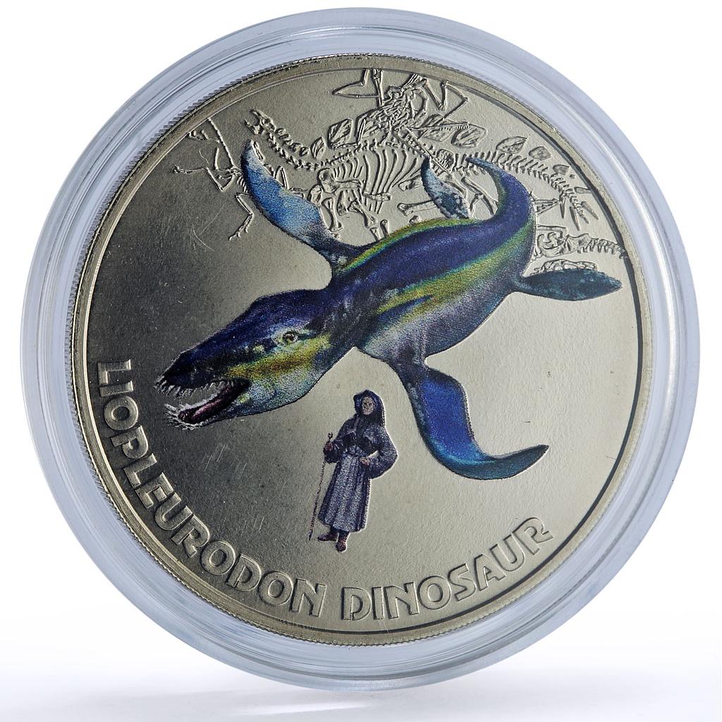 Abkhazia 3 apsars Liopleurodon Dinosaur Dinosaurs Fauna nickel coin 2021