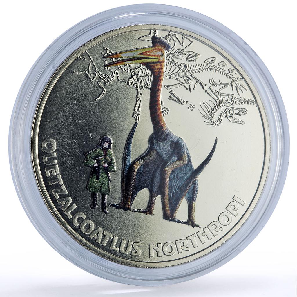 Abkhazia 3 apsars Quetzalcoatlus Northropi Dinosaurs Fauna nickel coin 2021