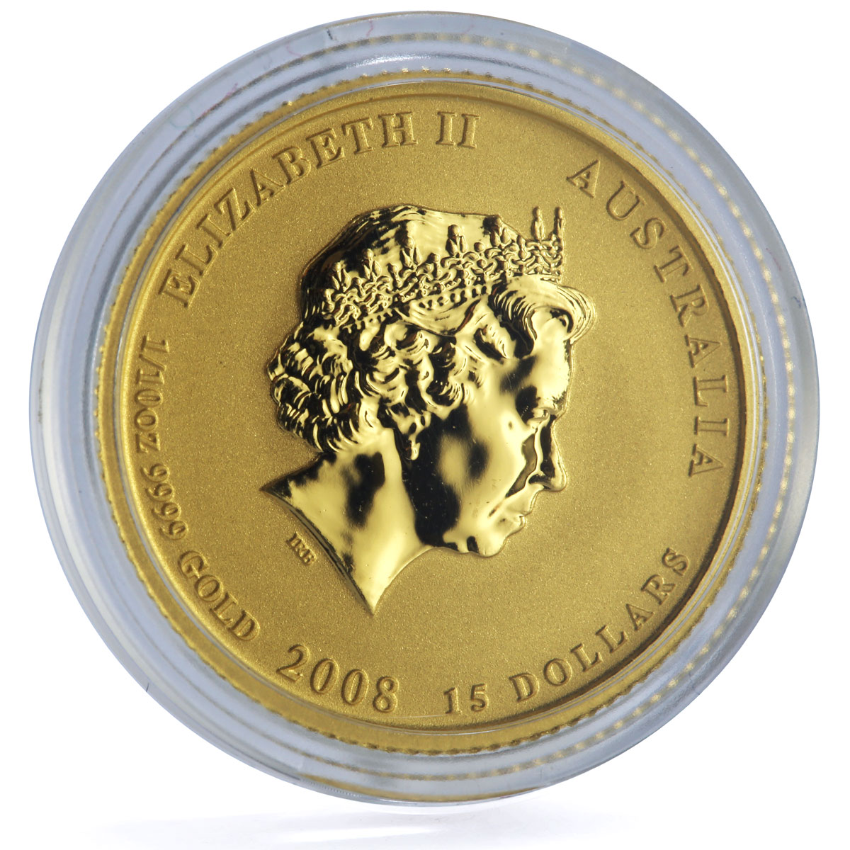 Australia 15 dollars Year of the Mouse Rat Lunar Series 2 1/10 oz gold coin 2008