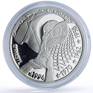 Brazil 4 reais Football World Cup USA Trophy Sports proof silver coin 1994