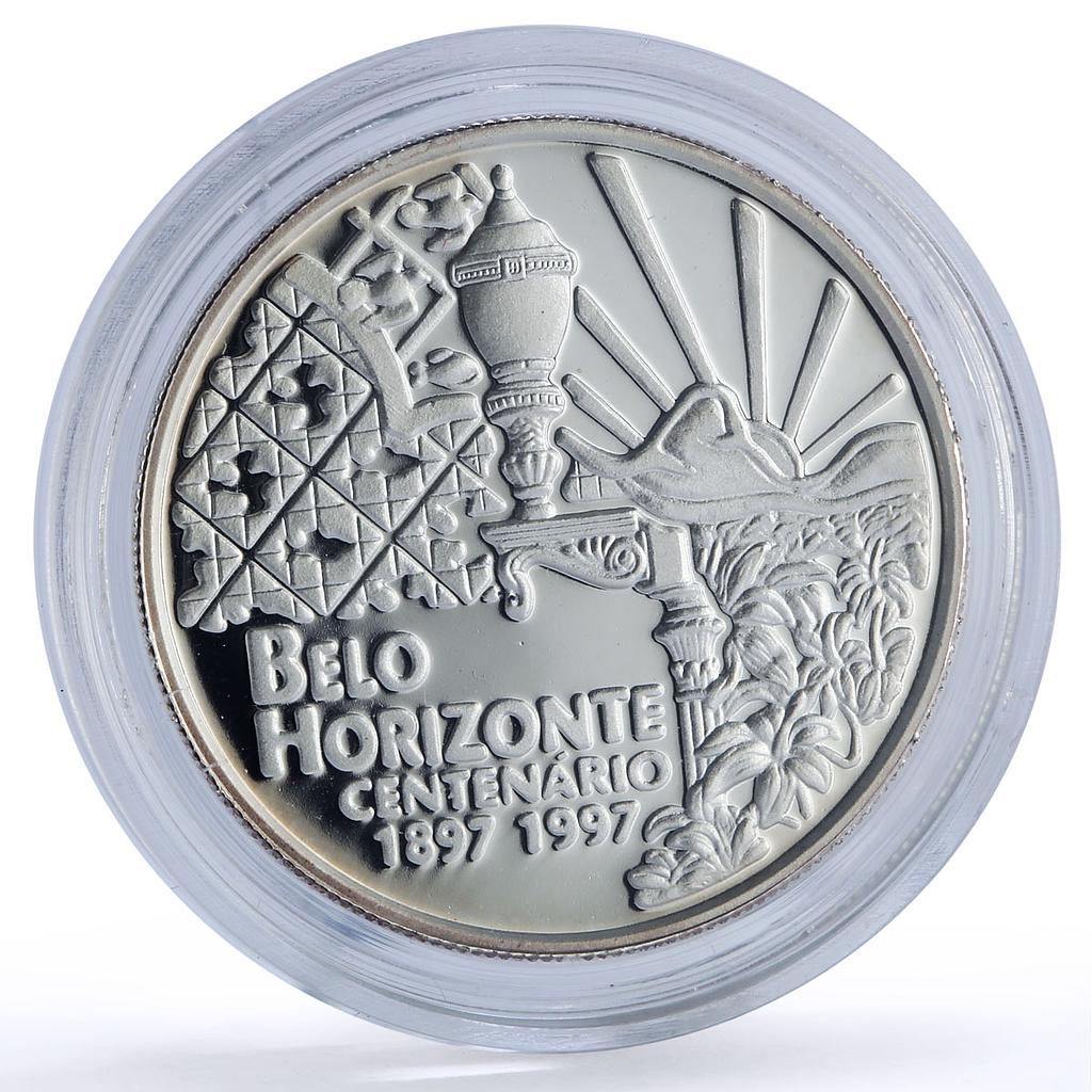 Brazil 3 reais Belo Horizonte City 100th Anniversary proof silver coin 1997
