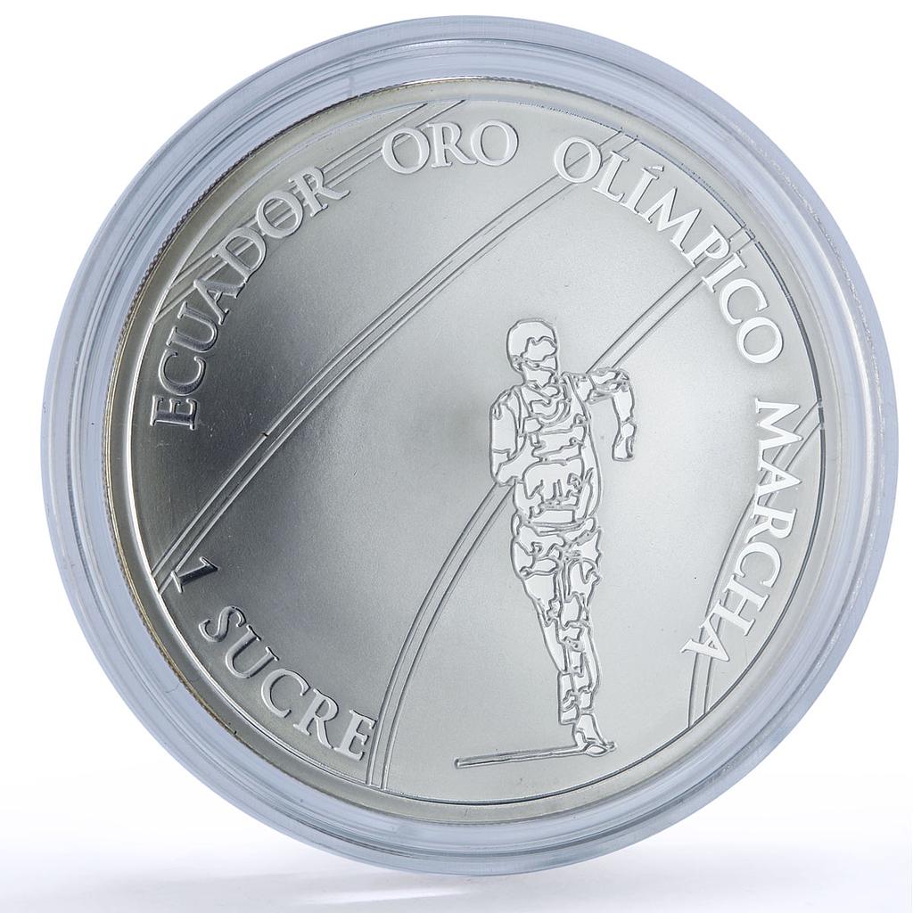Ecuador 1 sucre Race Walking Olympics Ibero-American proof silver coin 2007