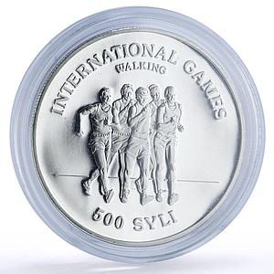 Guinea 500 sylis Walking International Games Sports proof silver coin 1984