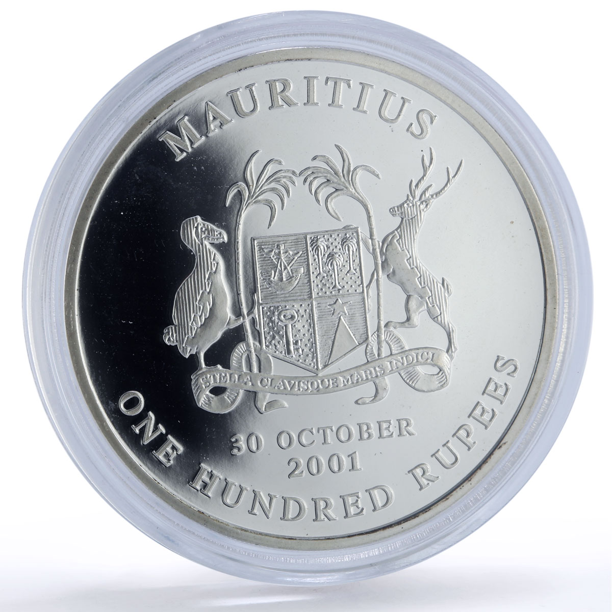 Mauritius 100 rupees Mahatma Gandhi Visit History Politics silver coin 2001