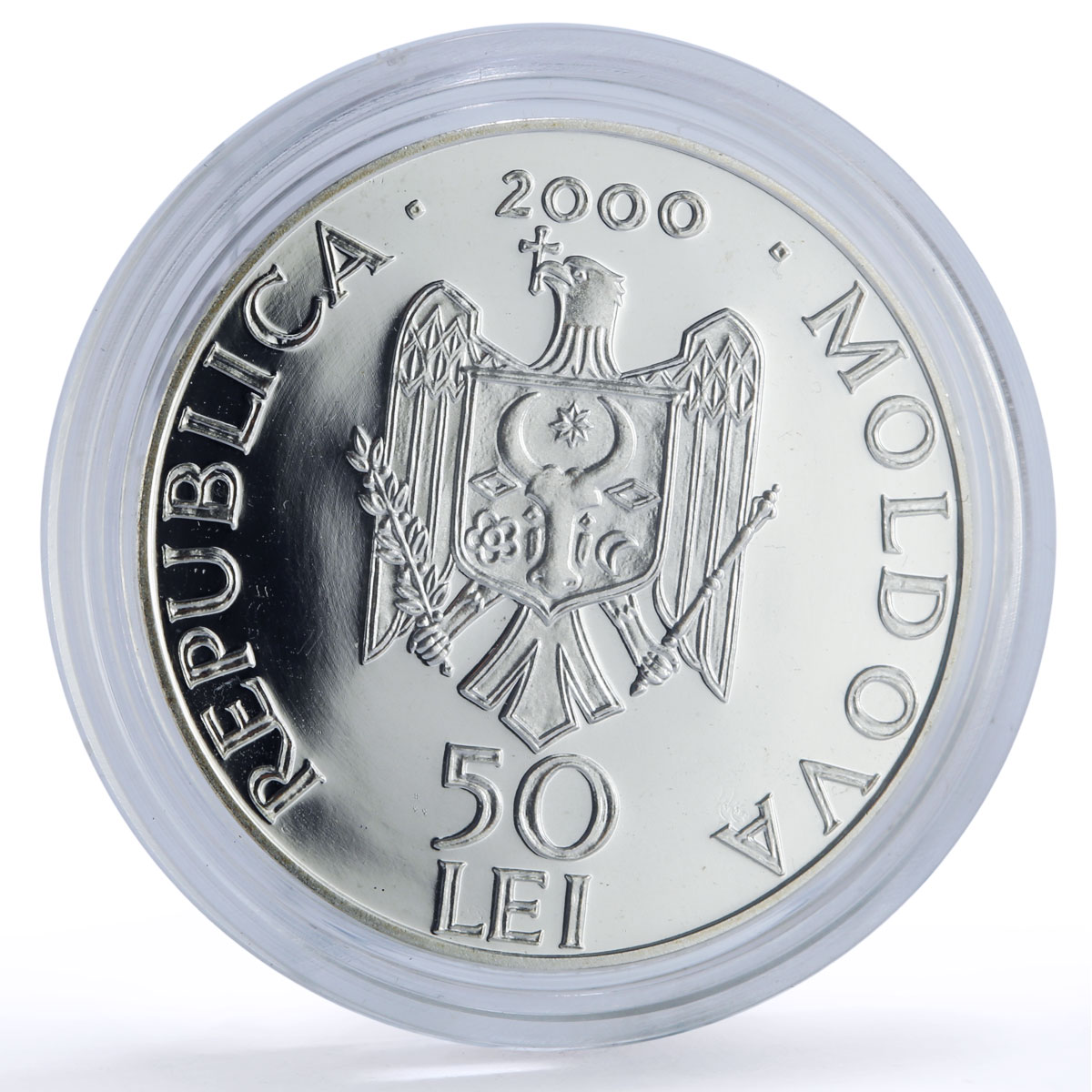 Moldova 50 lei Calarasauca Monastery Religion Architecture silver coin 2000