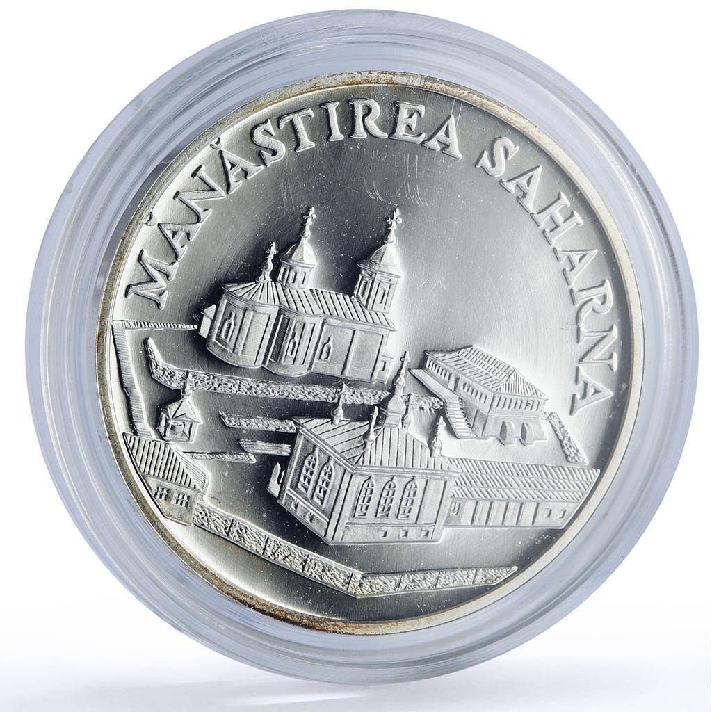 Moldova 50 lei Saharna Monastery Church Religion Architecture silver coin 2000