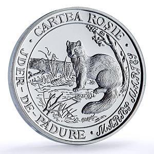 Moldova 10 lei Wood Marten Red Book Wildlife Fauna proof silver coin 2004