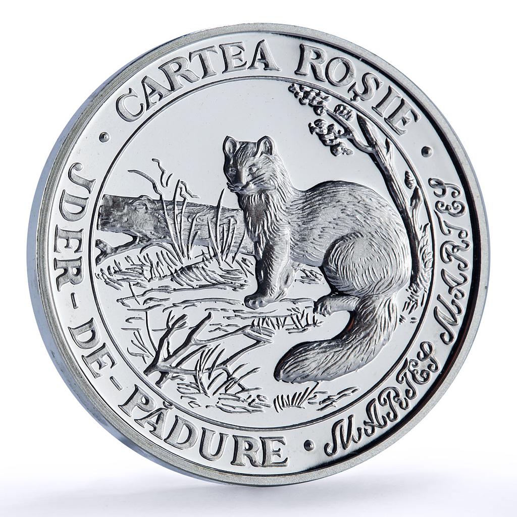Moldova 10 lei Wood Marten Red Book Wildlife Fauna proof silver coin 2004
