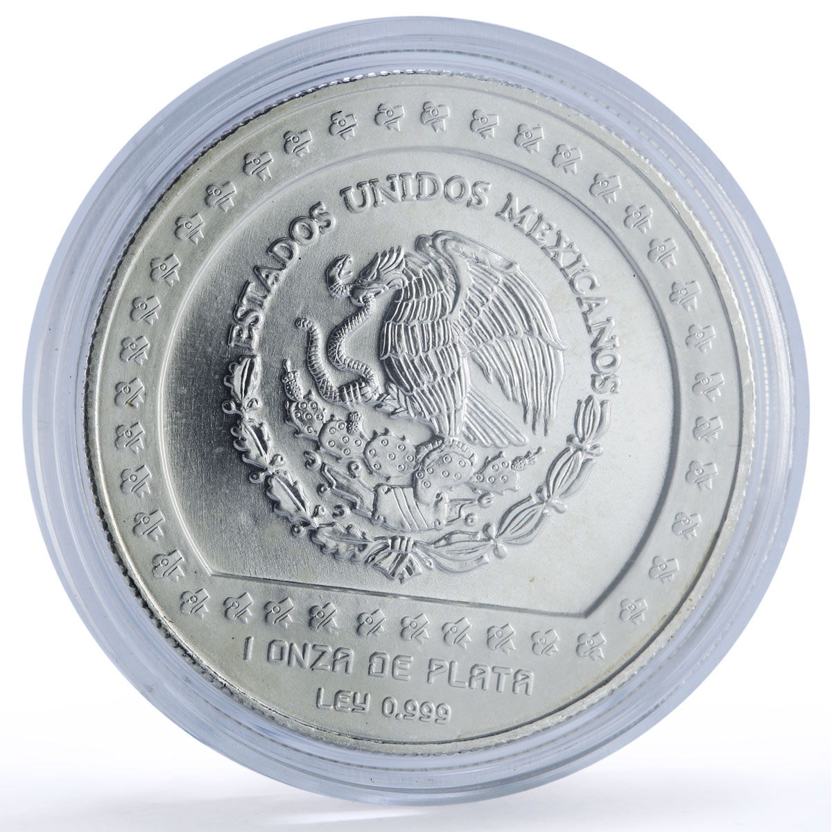 Mexico 5 pesos Xochipilli Precolombina Aztec silver coin 1993