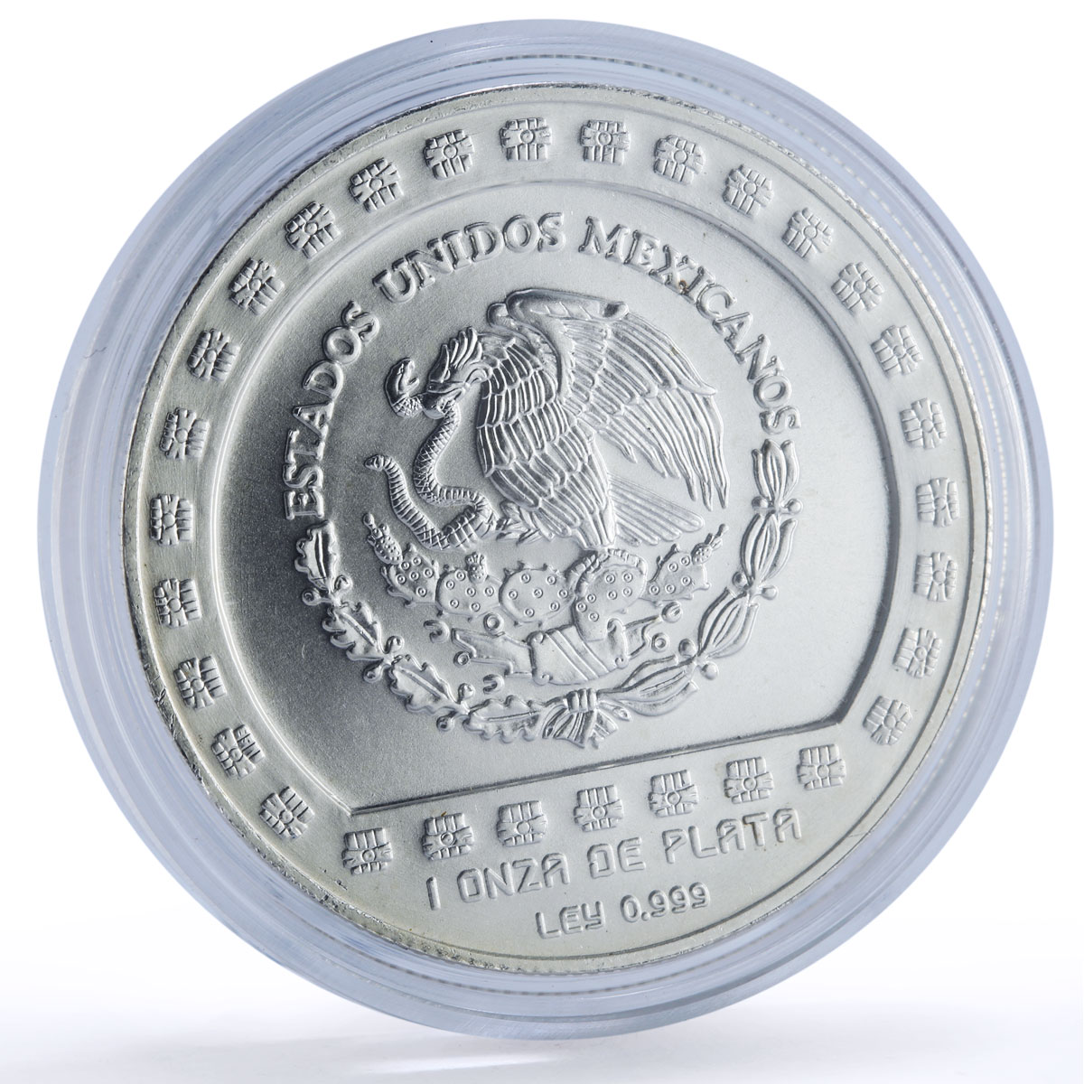 Mexico 5 pesos Huehueteotl Precolombina Aztec silver coin 1993