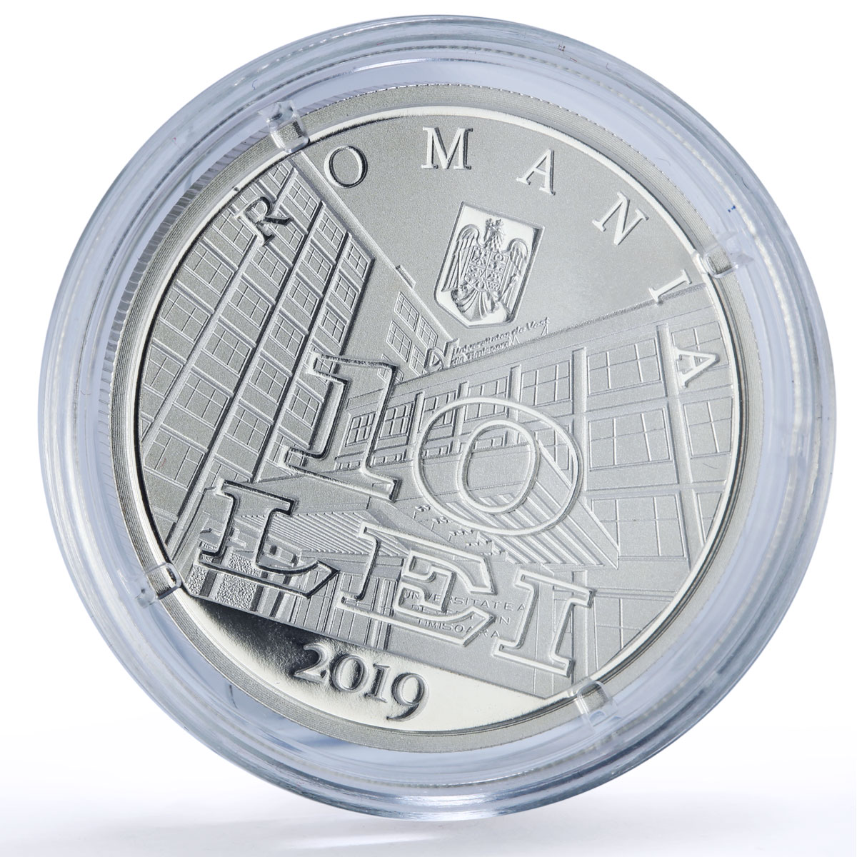 Romania 10 lei West University Timisoara History Science proof silver coin 2019
