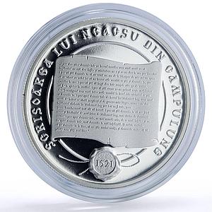Romania 10 lei Letter Neacsu Campulung History Literature proof silver coin 2021