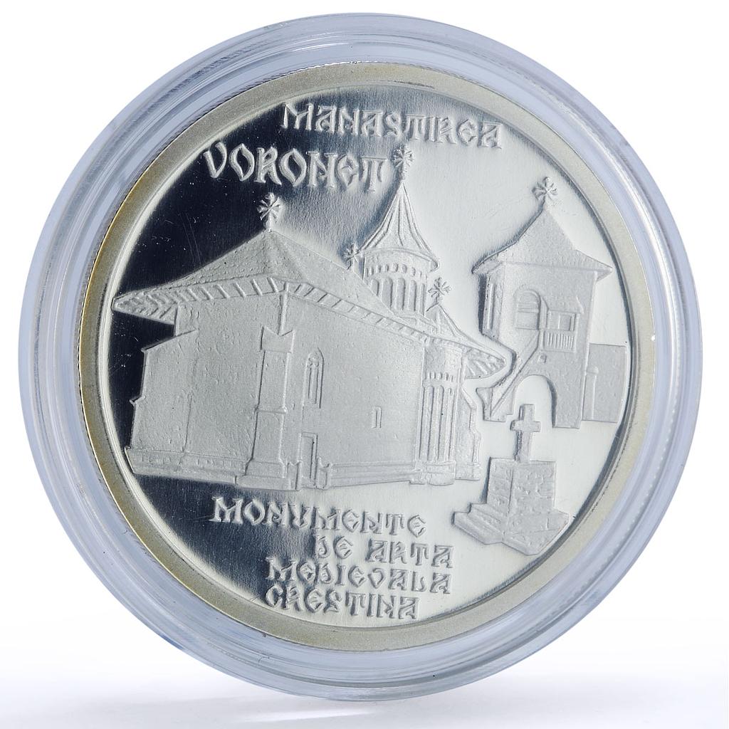 Romania 10 lei Voronet Monastery Church Stefan Mare Religion silver coin 2008